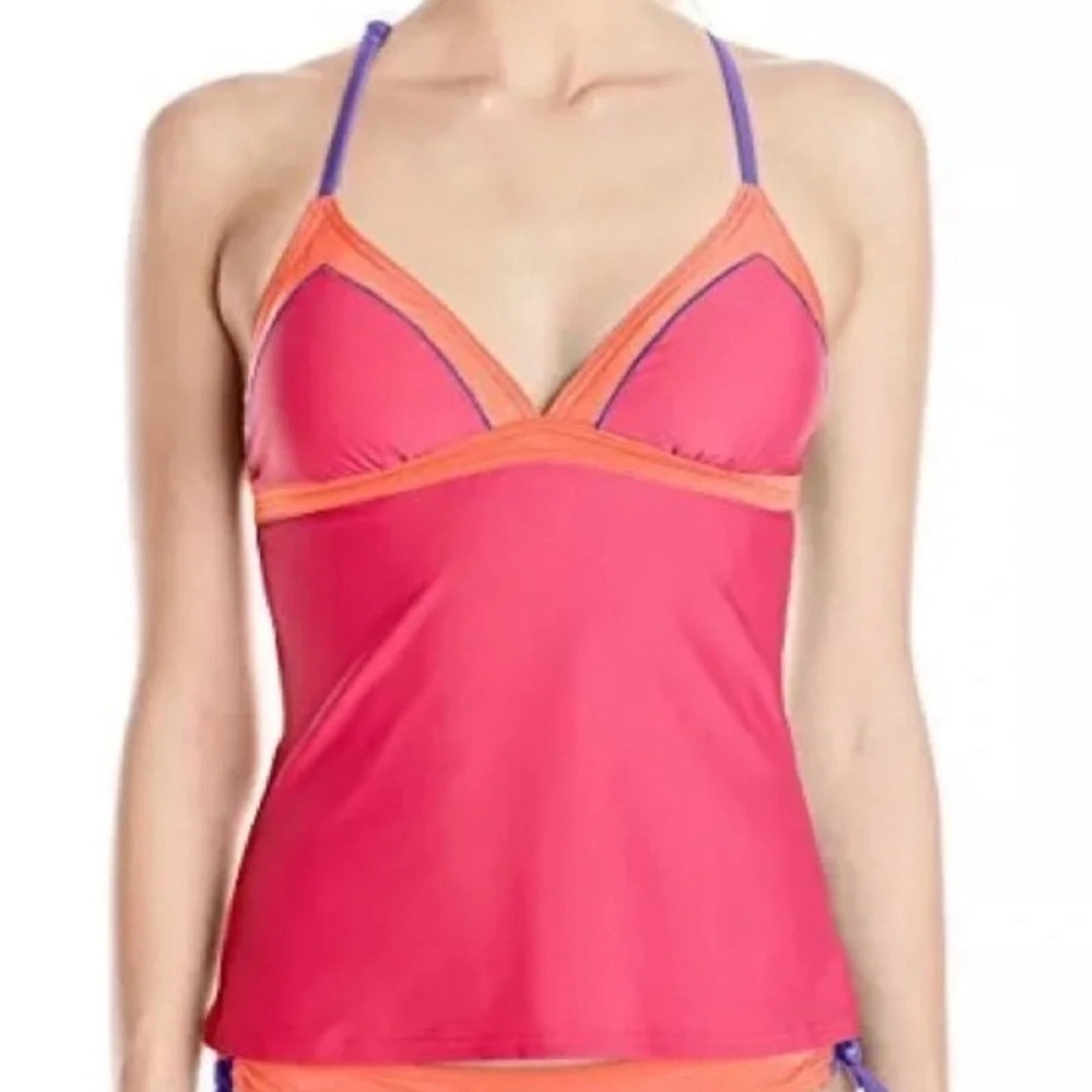 Prana Aleka Halter Racerback Tankini Swim Top Azalea Pink